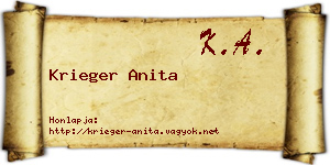 Krieger Anita névjegykártya